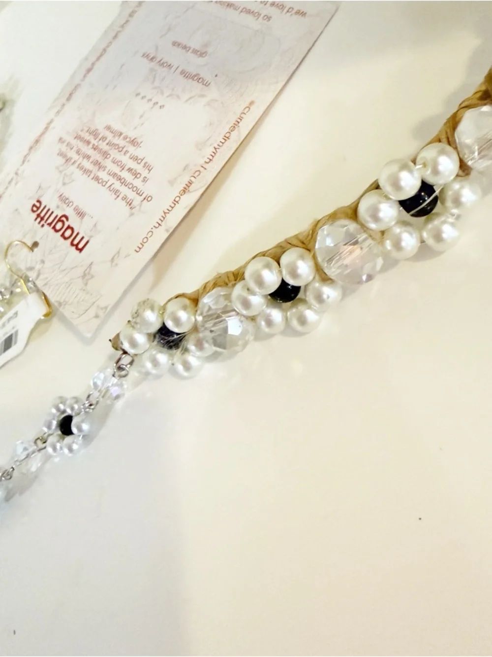 Free People x Curried Myrrh Magritte Pearl Maisie Dangle Beaded Headband NEW - Picture 6 of 8